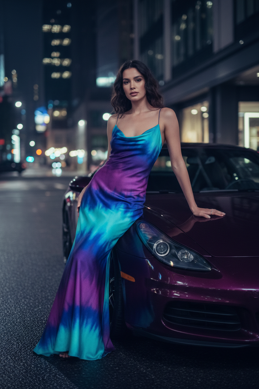 Robe Aurora Violet & Bleu