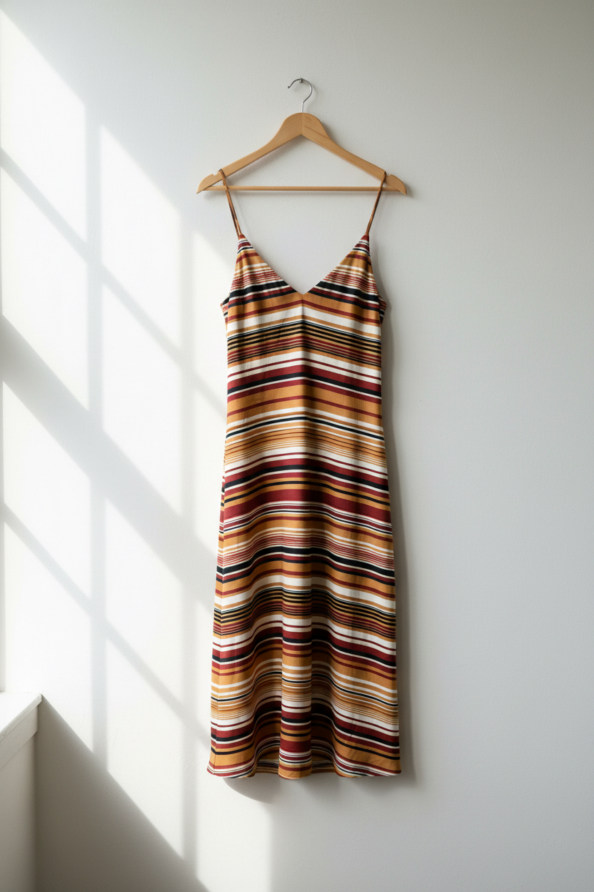 Robe Midi Rayures Ethniques Berbères — Tribu Soleil