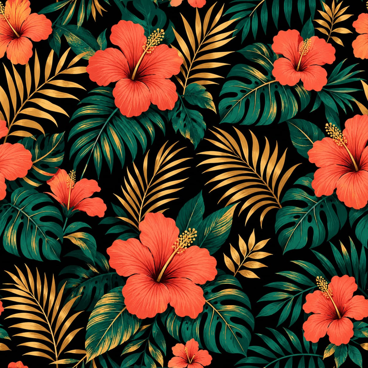 Robe Longue Tropicale — Hibiscus Noir