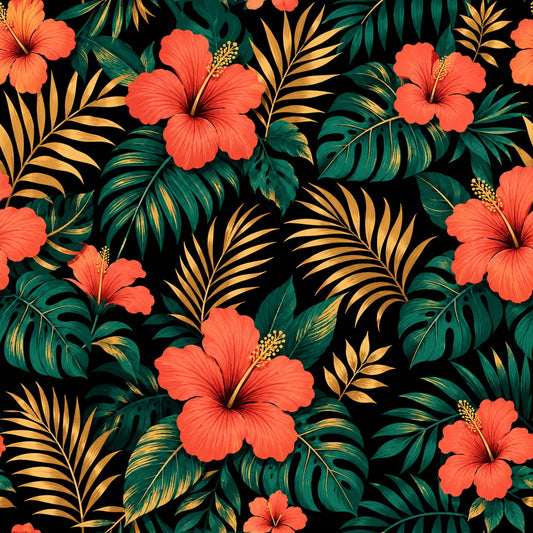 Robe Longue Tropicale — Hibiscus Noir