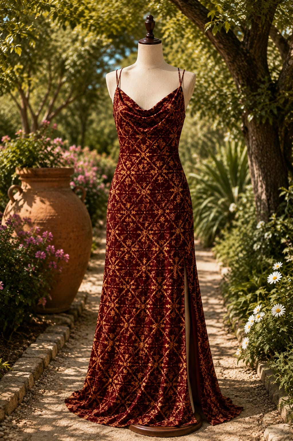 Robe Longue Zellige — Bordeaux Or