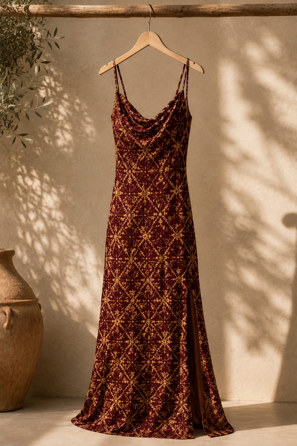 Robe Longue Zellige — Bordeaux Or