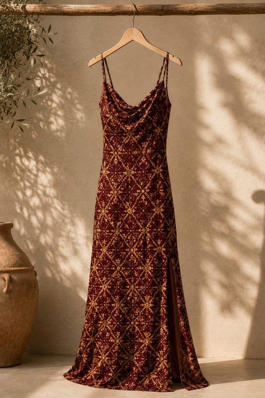 Robe Longue Zellige — Bordeaux Or