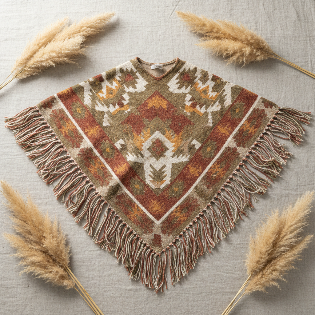 Bohemian Spirit Beach Poncho - Flat lay