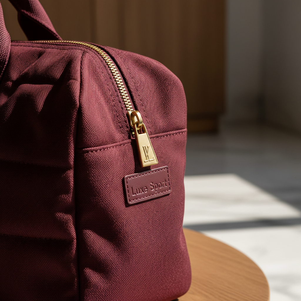 Burgundy Luxe Gym Bag - Detail