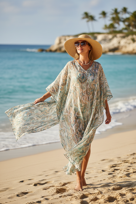Coastal Serenity Beach Poncho - Worn