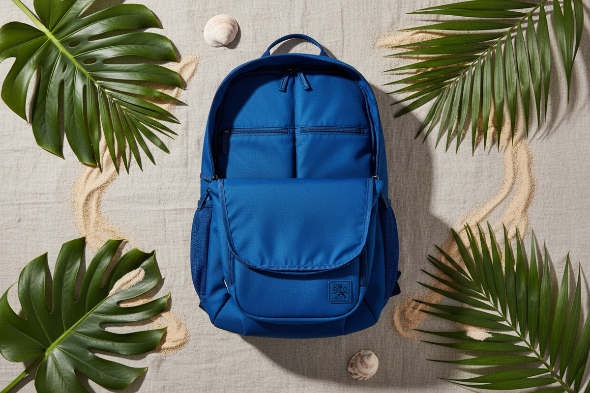 Cobalt Blue Sport Backpack - Flat lay