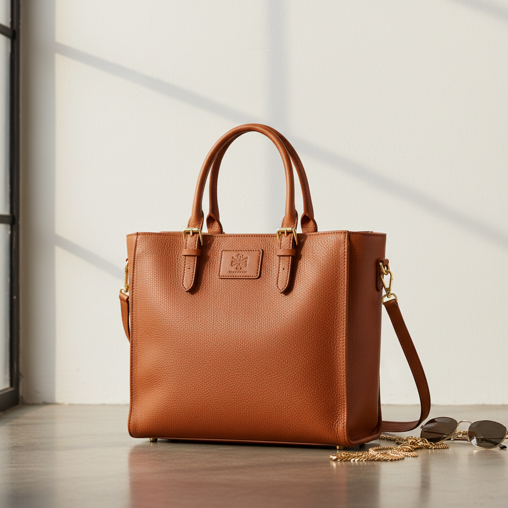 Cognac Leather Tote - Produit