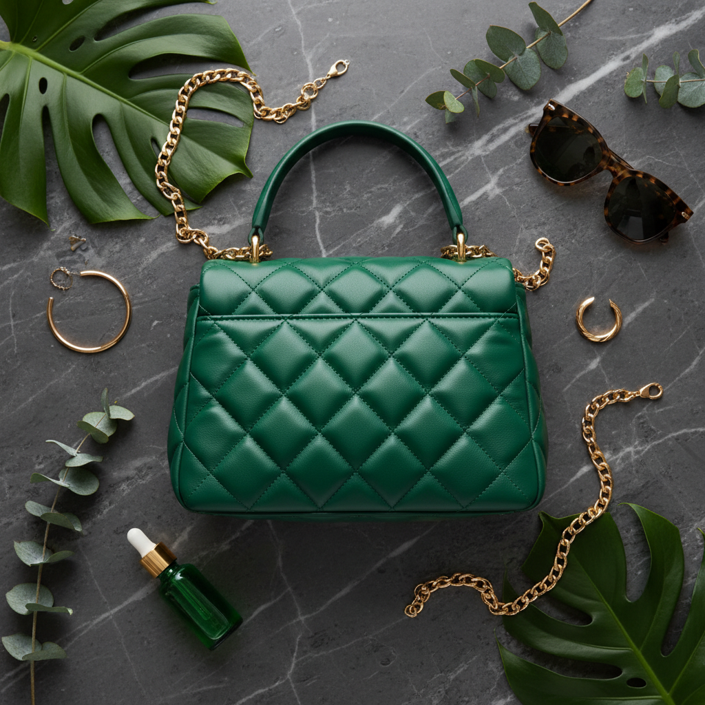 Emerald Quilted - Flat lay
