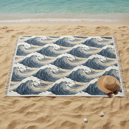 Vintage Waves Beach Towel