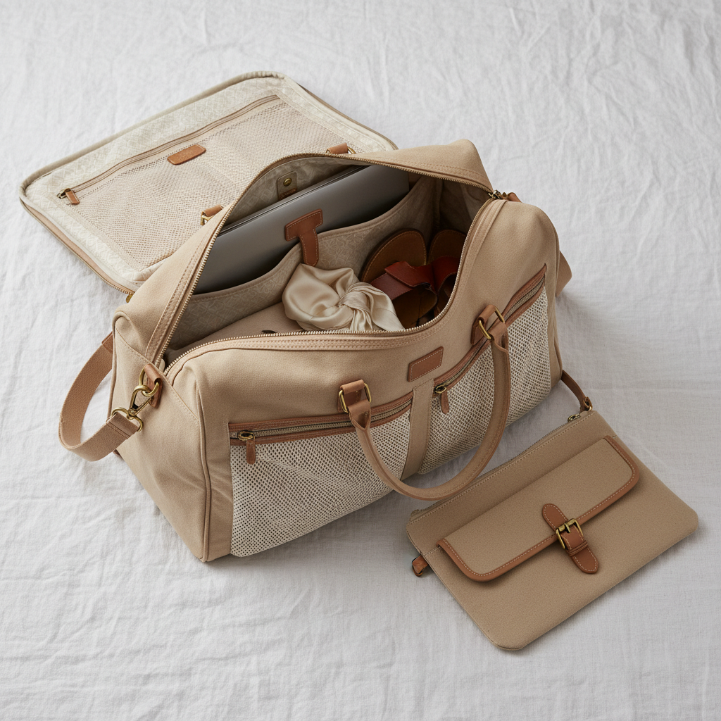 Sand Beige Weekend Bag - intérieur