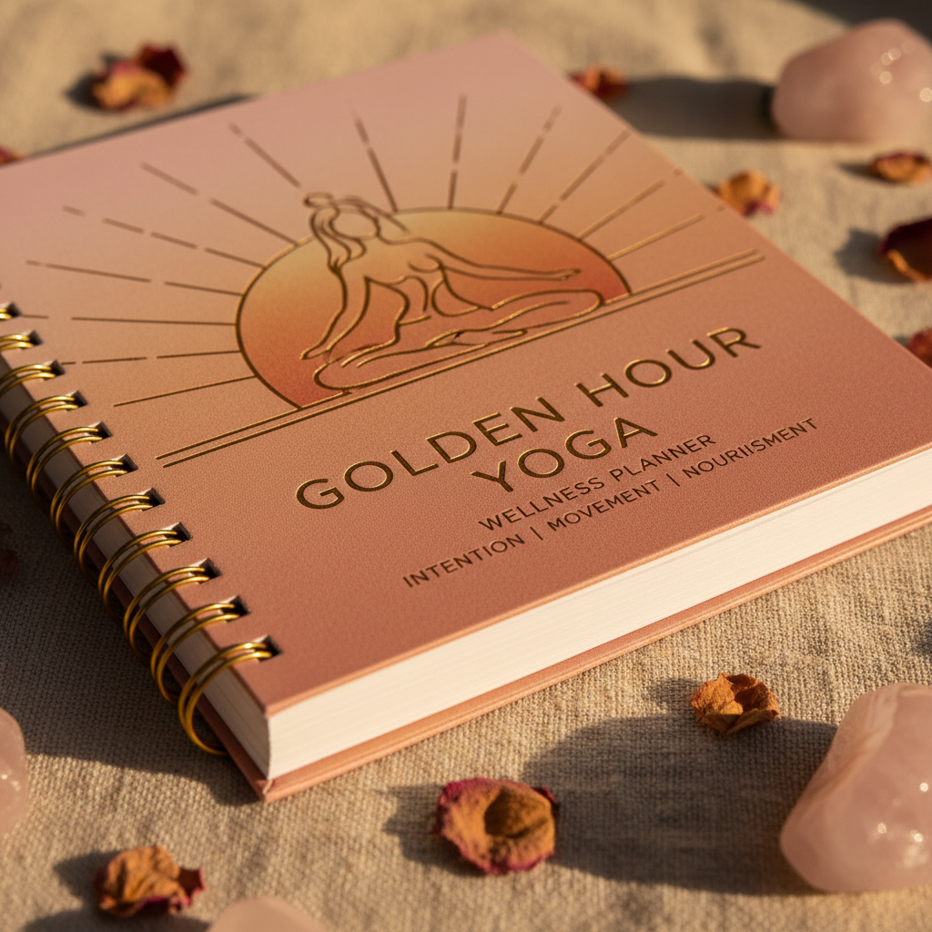 Golden Hour Yoga Wellness Planner - Détail couverture