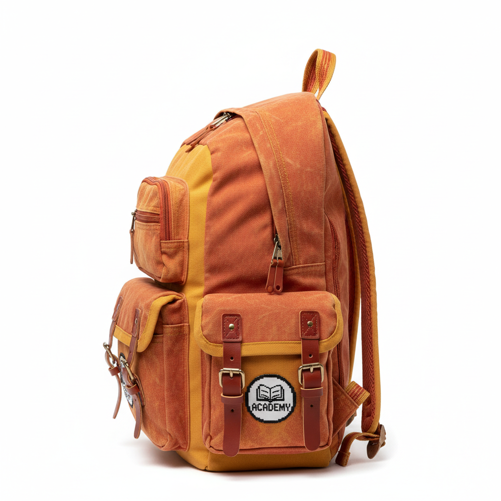 Sac à Dos Lycée Vintage Rétro - Vue profil