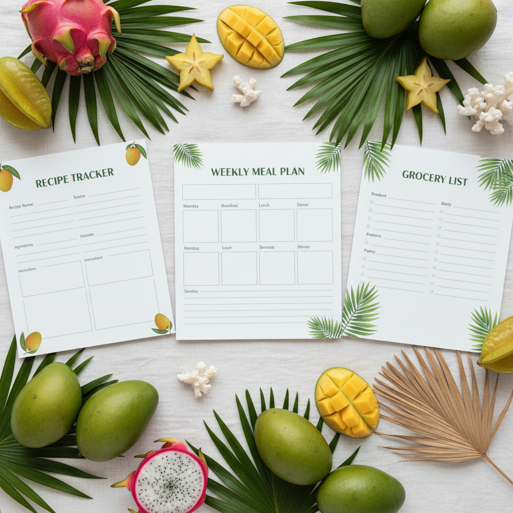 Tropical Meal Planner - Flat lay