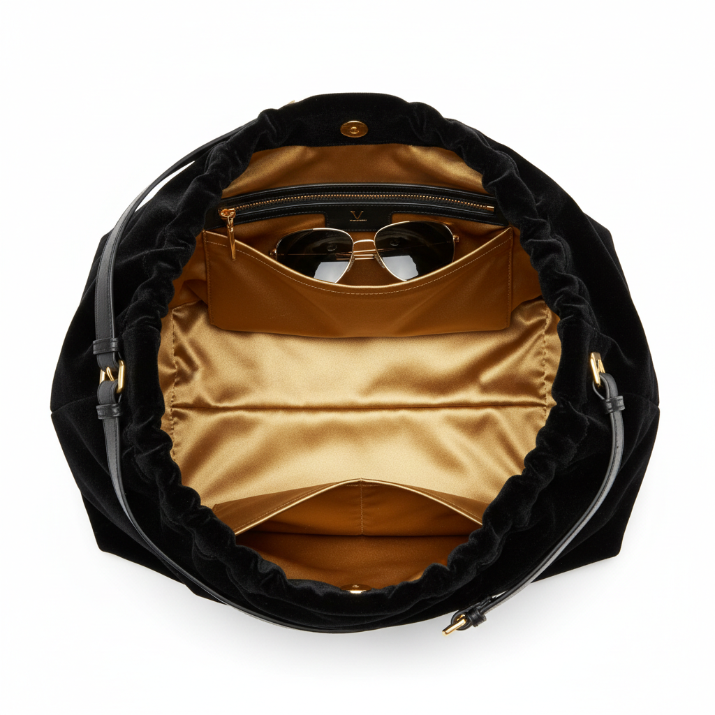 Velvet Noir Tote - intérieur ouvert