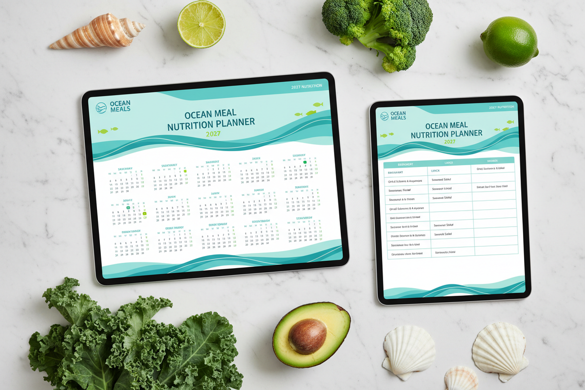 Ocean Meal Nutrition Planner 2027 - Mockup iPad