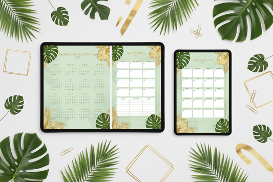 Tropical Productivity Planner 2027 - Mockup iPad