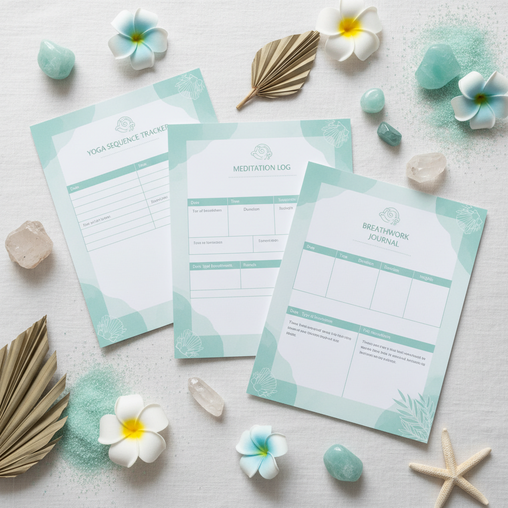 Beach Yoga Meditation Planner - Flat lay