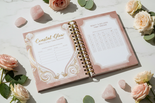 Coastal Self-Care Beauty Planner - Carnet spirale mockup