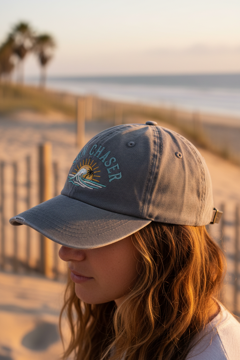 Casquette Sun Chaser portée en plein air heure dorée