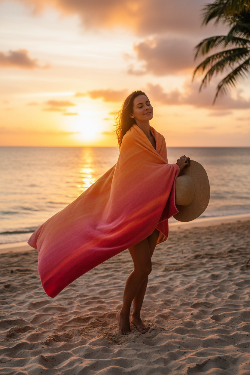 Sunset Glow Beach Towel - lifestyle