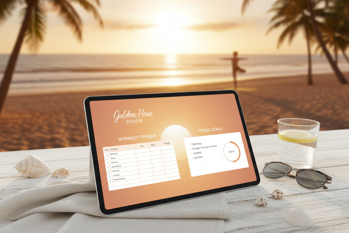 Golden Hour Fitness Planner - Mockup tablet