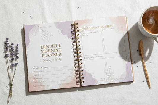 Mindful Morning Planner - Carnet spirale mockup