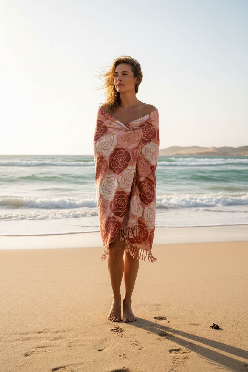 Desert Rose Beach Towel - lifestyle