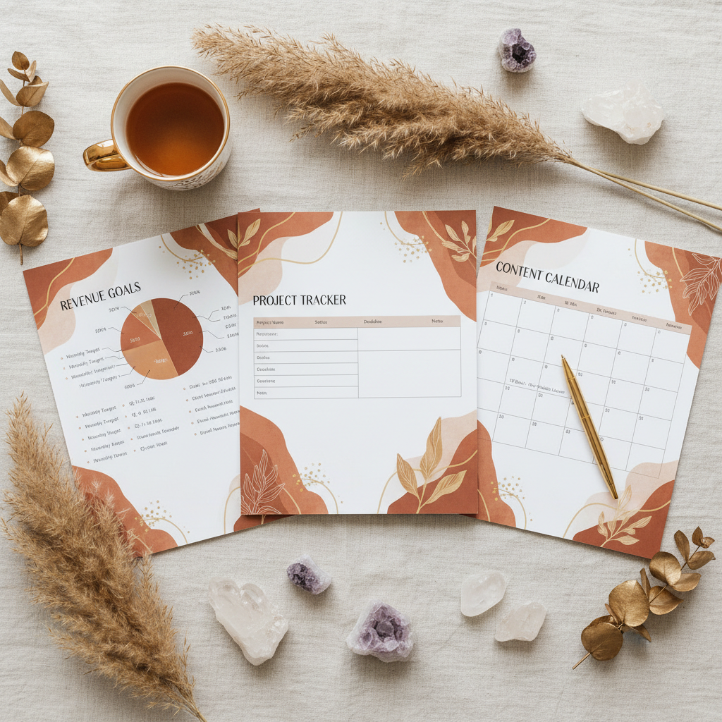 Boho Business Planner - Flat lay