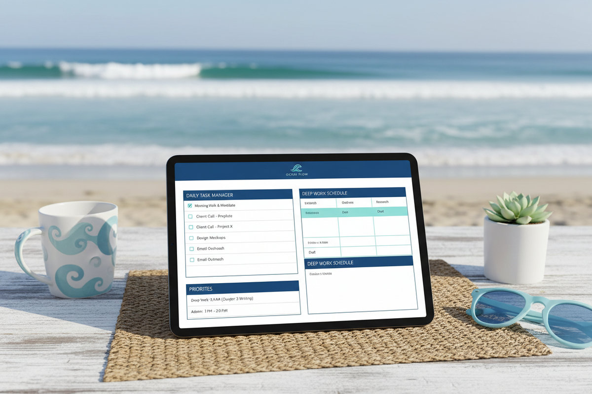Beach Productivity Planner - Mockup tablet