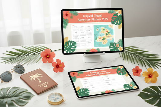 Tropical Travel Adventure Planner 2027 - Mockup iPad