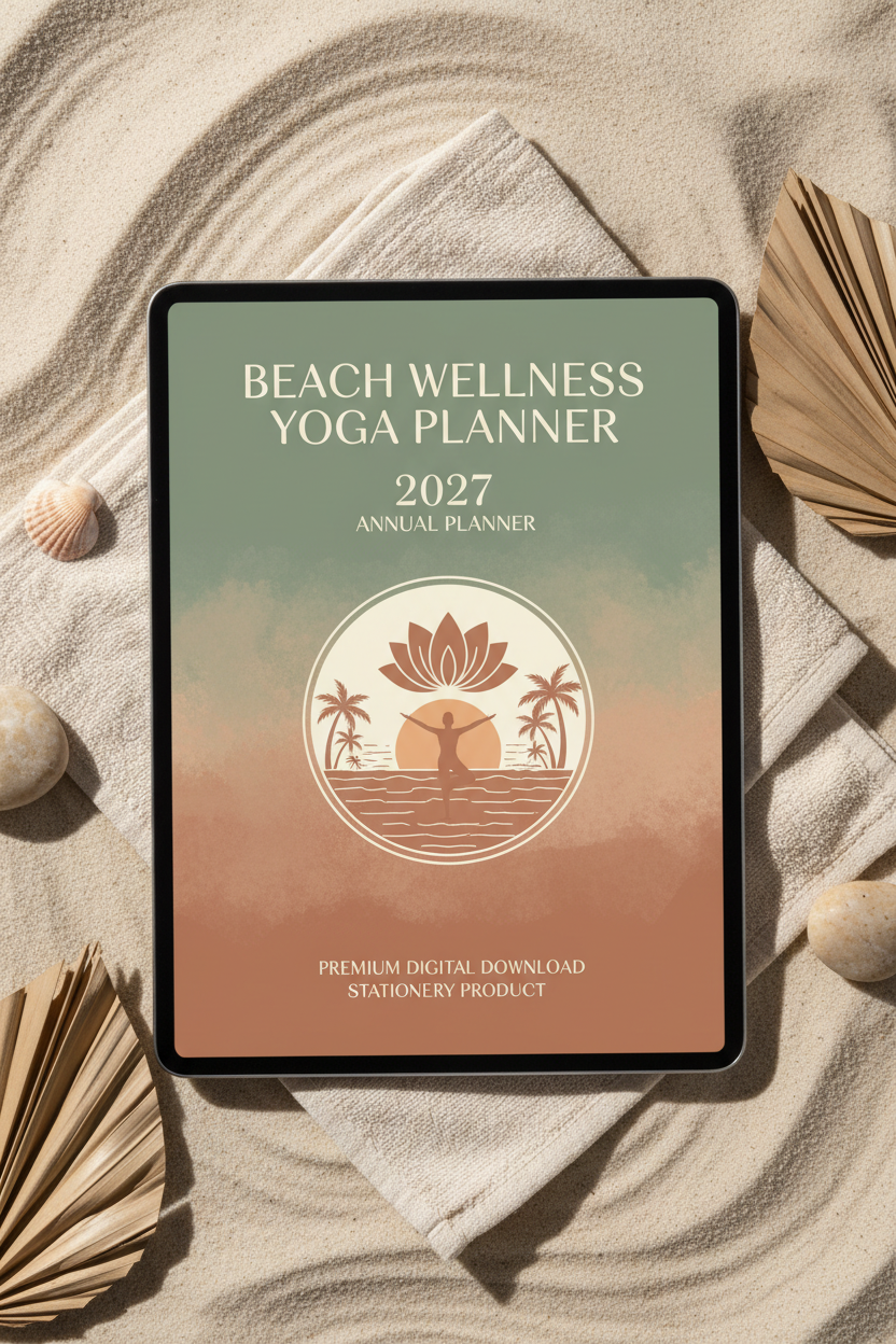 Beach Wellness Yoga Planner 2027 - Couverture PDF