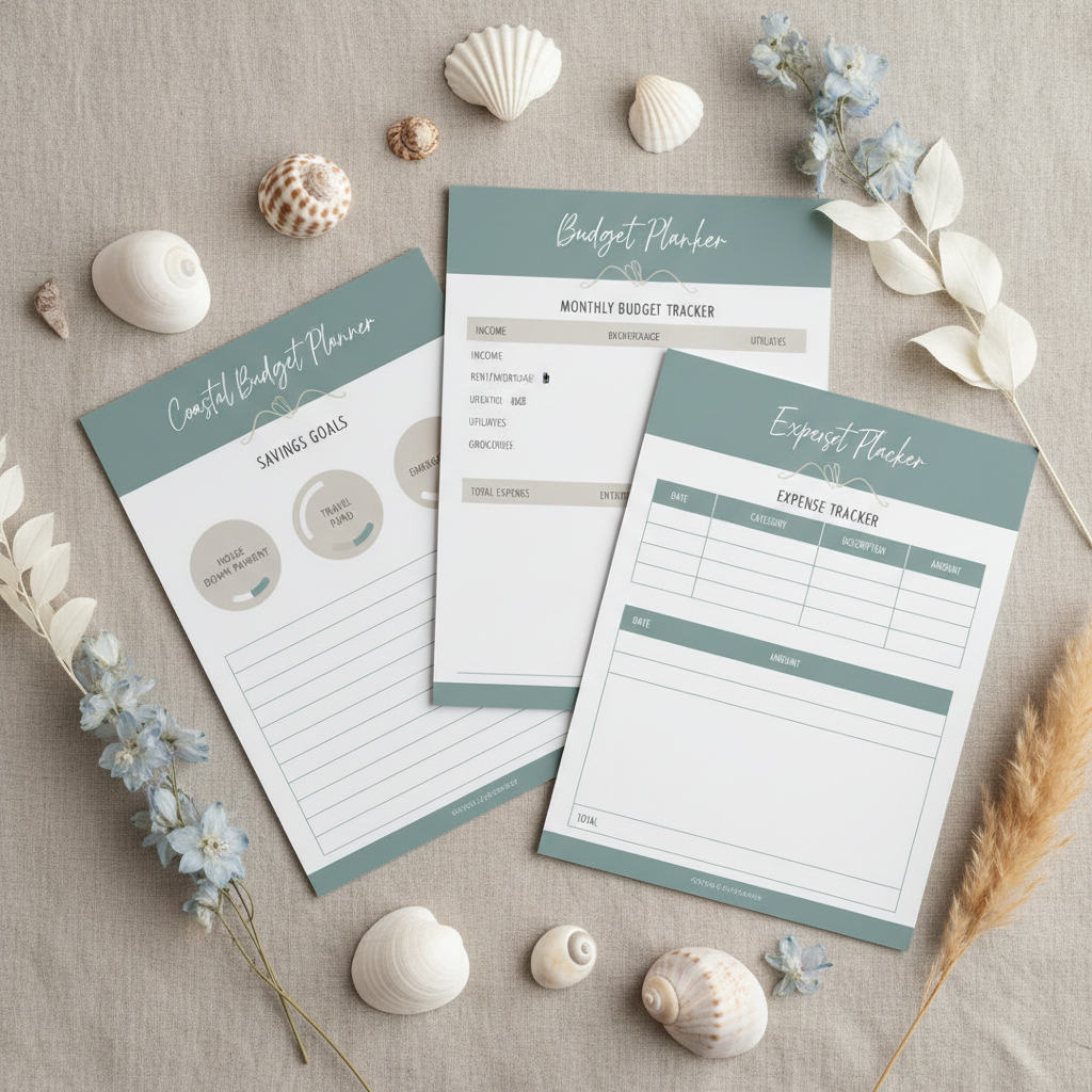 Coastal Budget Planner - Flat lay