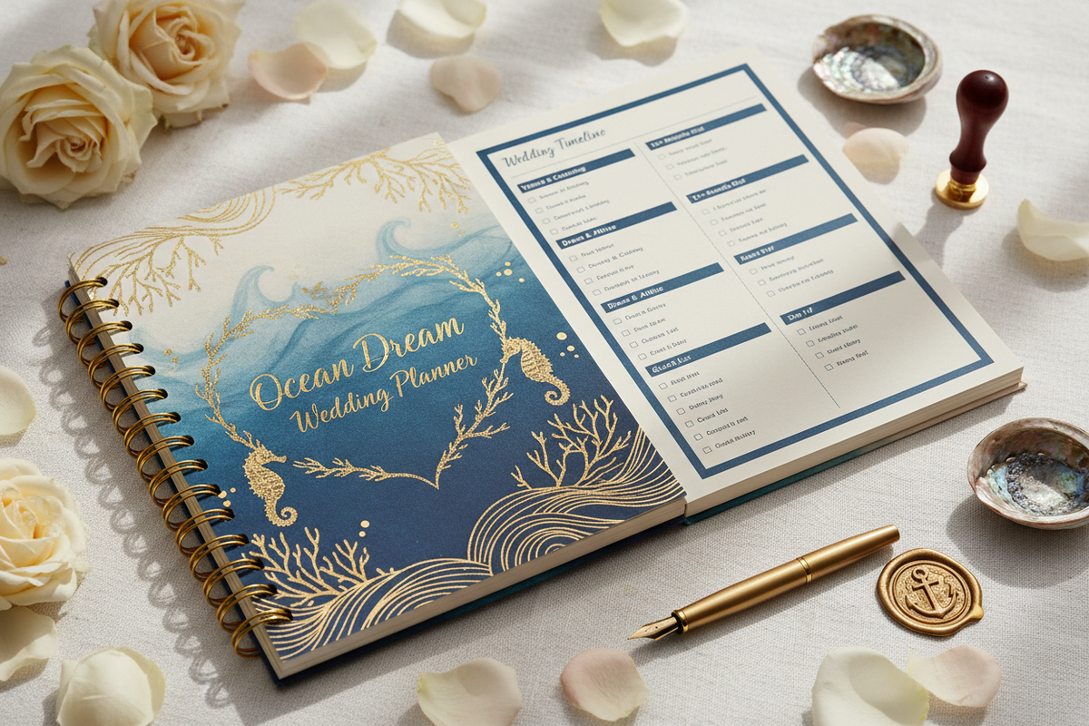 Ocean Dream Wedding Planner - Carnet spirale mockup