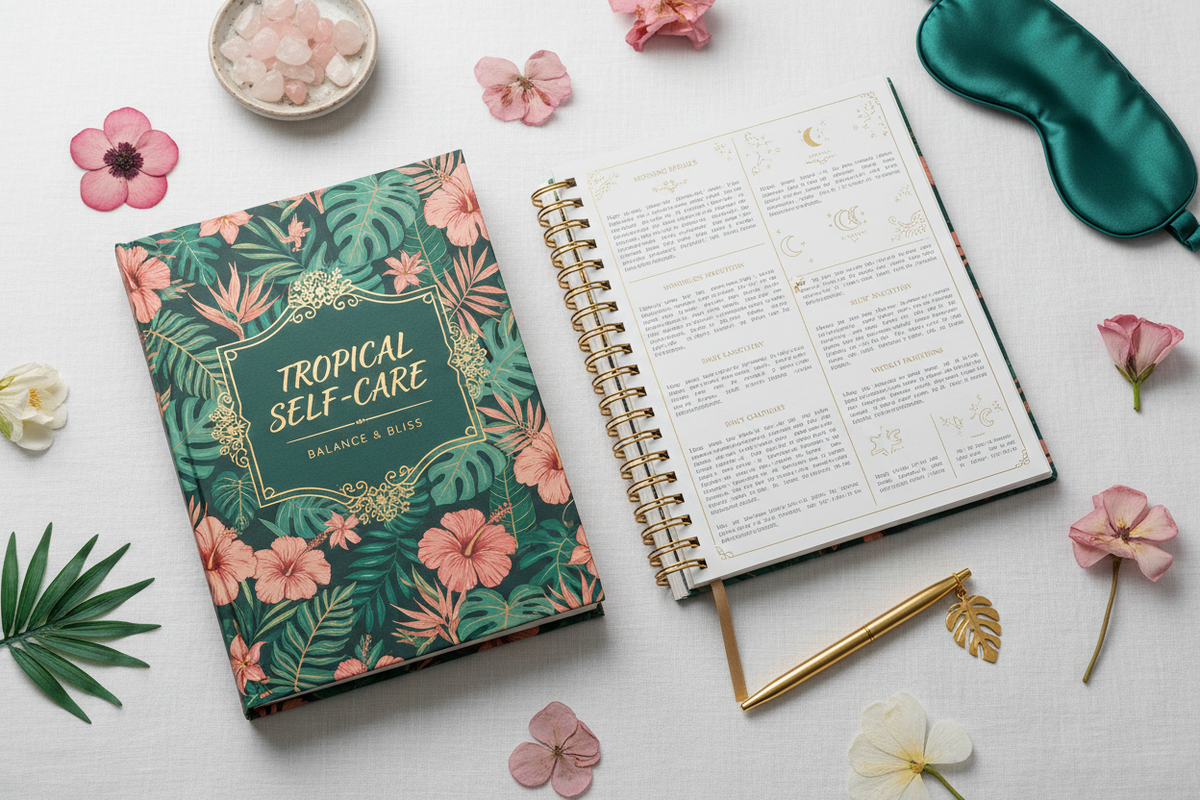 Tropical Self-Care Planner - Carnet spirale mockup