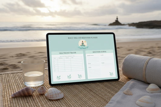 Beach Yoga Meditation Planner - Mockup tablet