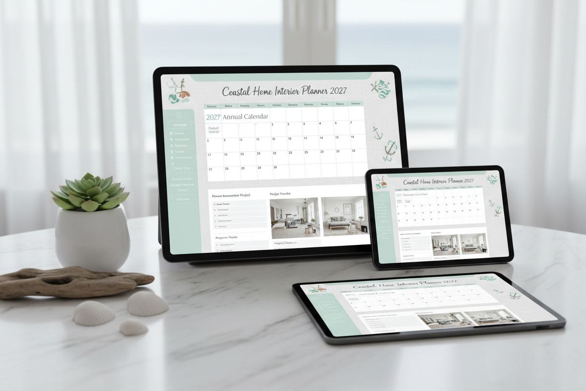 Coastal Home Interior Planner 2027 - Mockup iPad