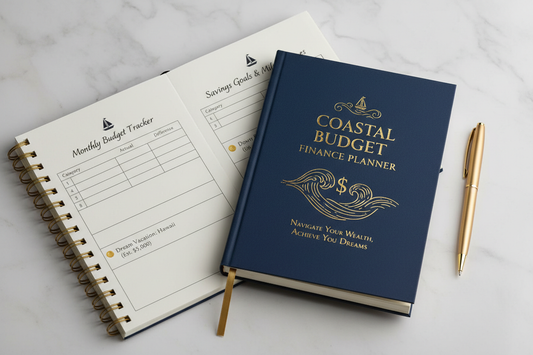 Coastal Budget Finance Planner - Carnet spirale mockup