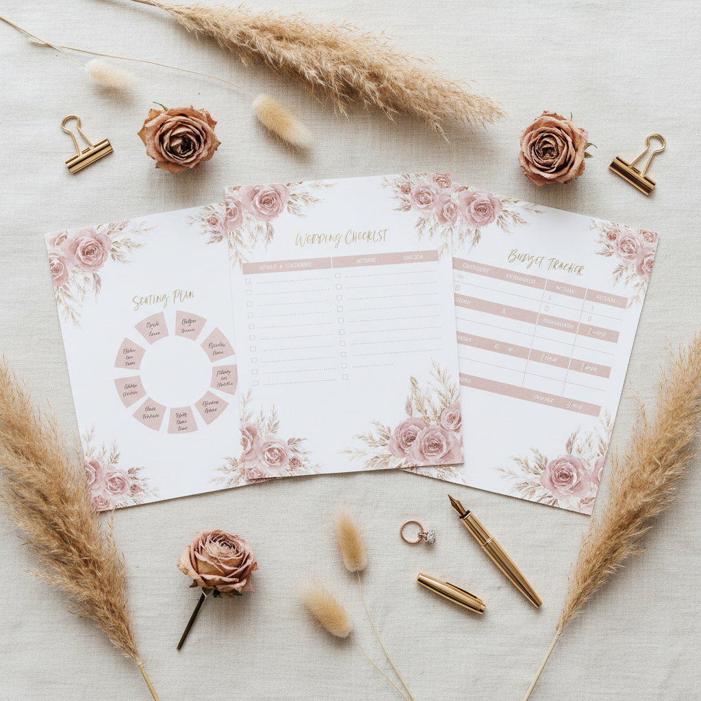 Boho Wedding Planner - Flat lay