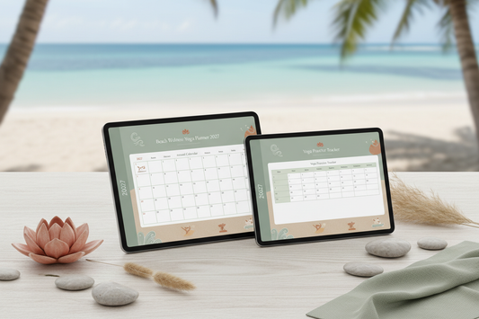 Beach Wellness Yoga Planner 2027 - Mockup iPad