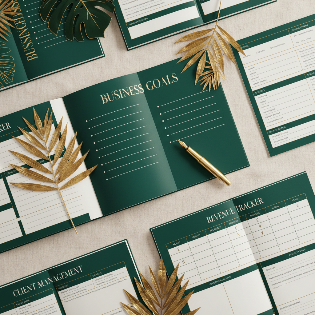 Tropical Business Planner - Flat lay