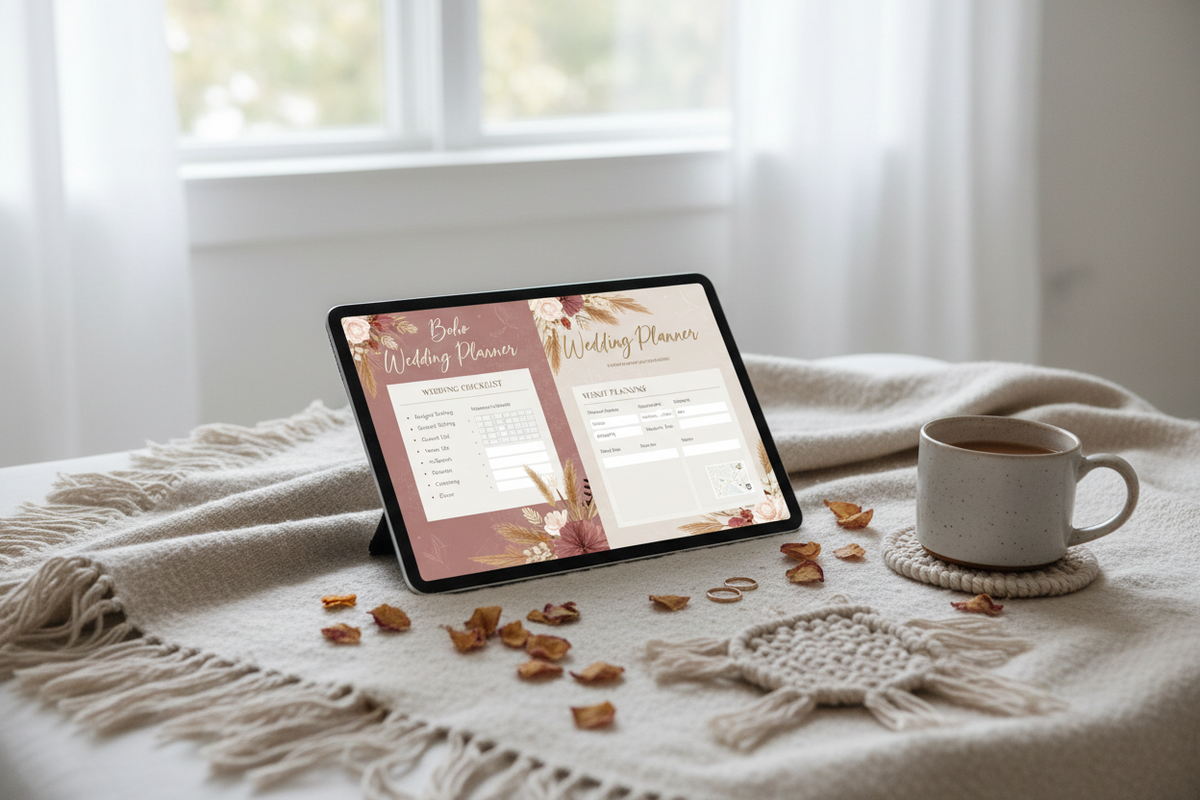 Boho Wedding Planner - Mockup tablet