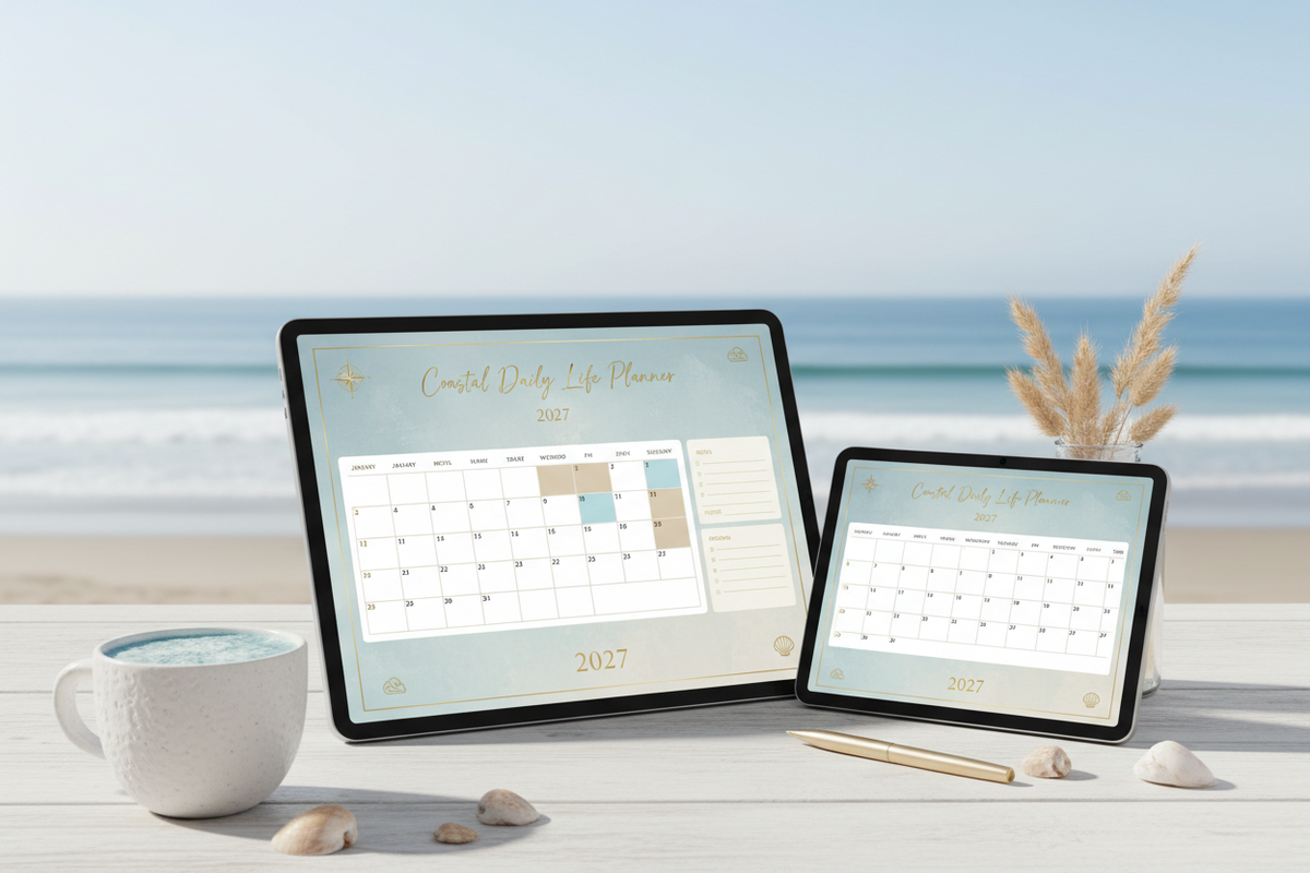 Coastal Daily Life Planner 2027 - Mockup iPad
