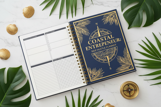 Coastal Entrepreneur Side Hustle Planner - Carnet spirale mockup