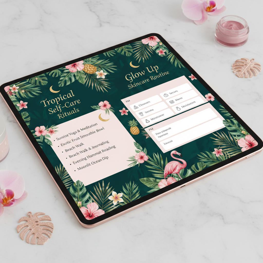Tropical Self-Care Planner - Detail pages