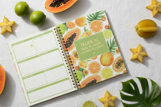 Tropical Meal Nutrition Planner - Carnet spirale mockup