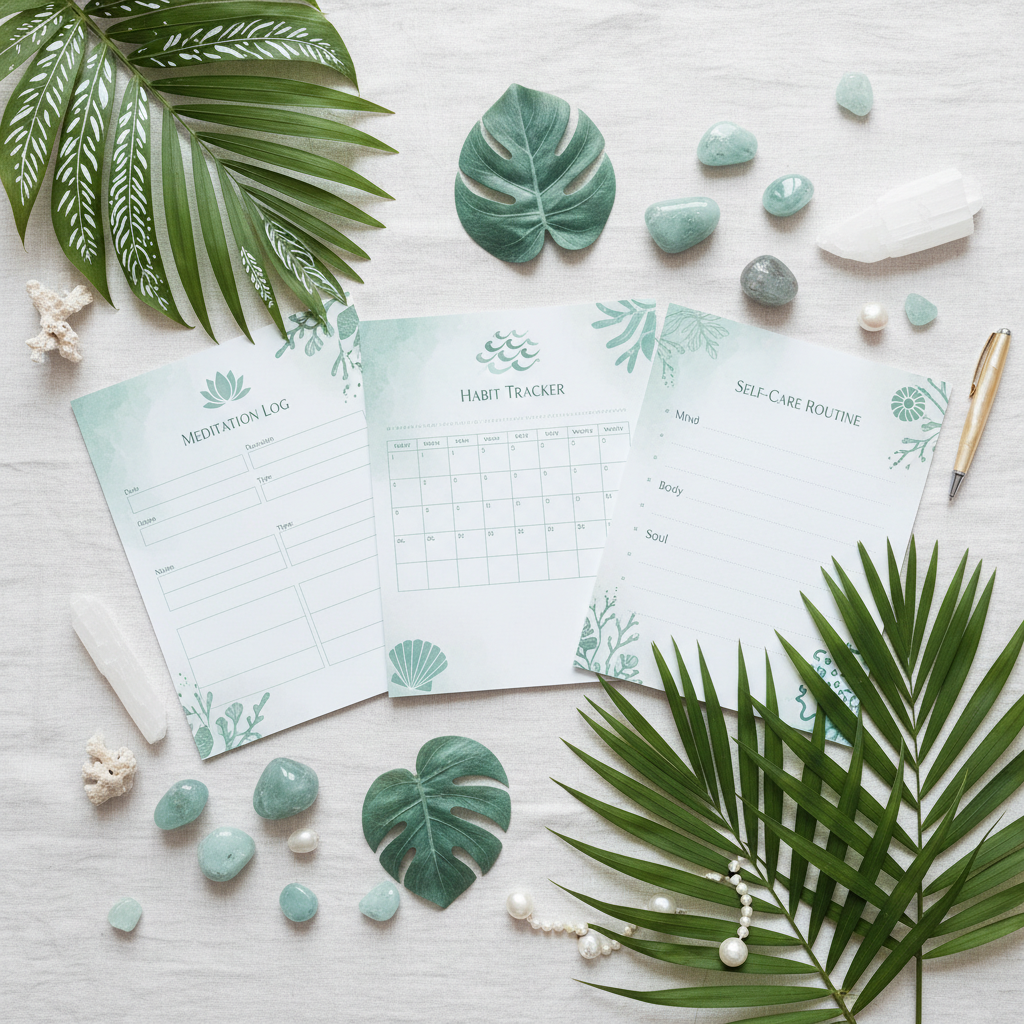 Ocean Wellness Planner - Flat lay