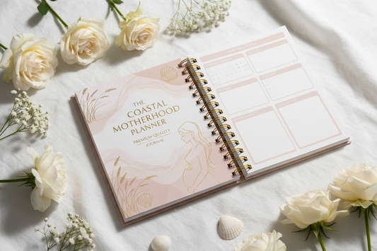 Coastal Pregnancy Motherhood Planner - Carnet spirale mockup