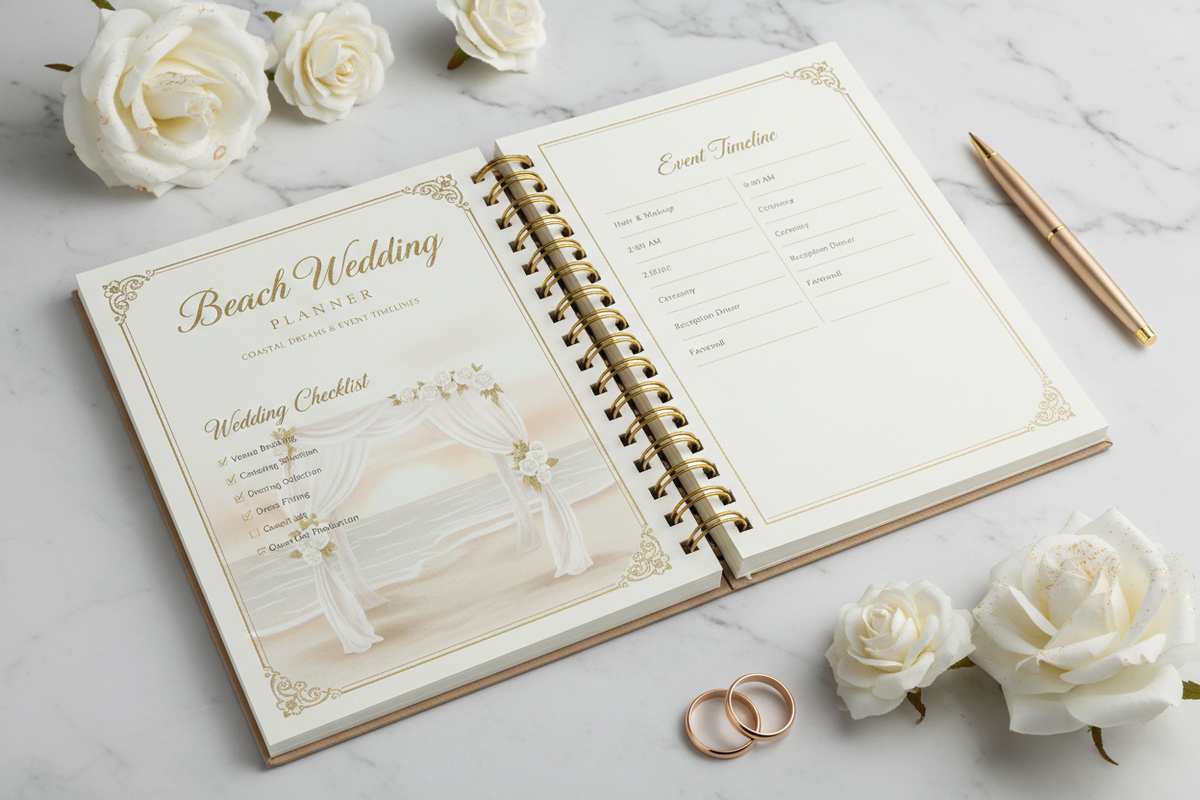 Beach Wedding Event Planner - Carnet spirale mockup