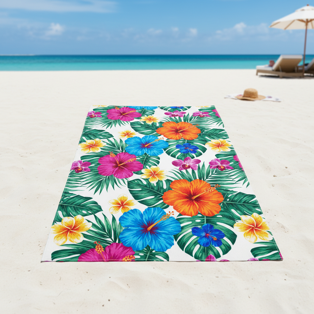 Tropical Paradise Beach Towel - sur le sable